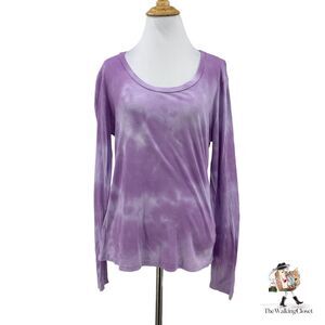 Sundry Nordstrom Tie Dye Shirt Size 2 Lavender Long Sleeve Scoop Neck Stretch